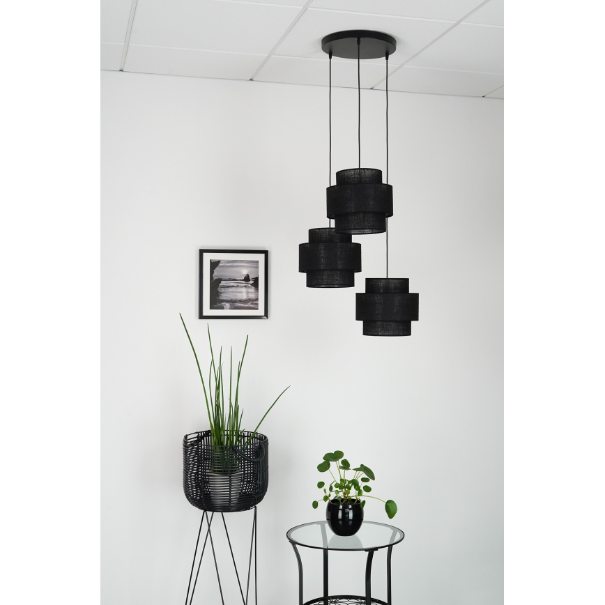 Brilagi - Luster na lanku SPACE YUTE 3xE27/15W/230V čierna