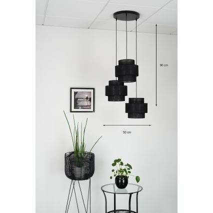 Brilagi - Luster na lanku SPACE YUTE 3xE27/15W/230V čierna