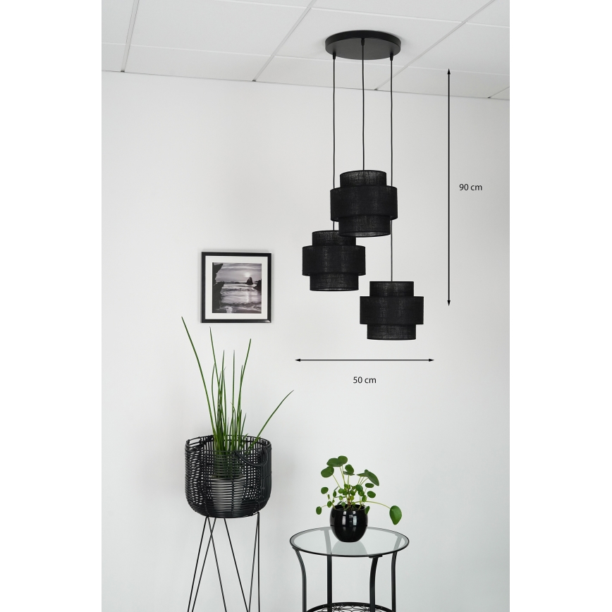 Brilagi - Luster na lanku SPACE YUTE 3xE27/15W/230V čierna