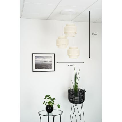 Brilagi - Luster na lanku SPACE YUTE 3xE27/15W/230V krémová/biela