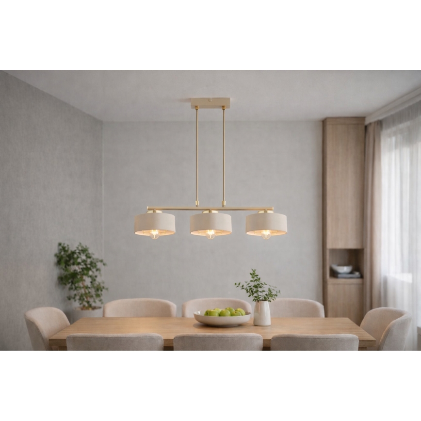 Brilagi - Luster na lanku SPRING 3xE27/60W/230V béžová/zlatá
