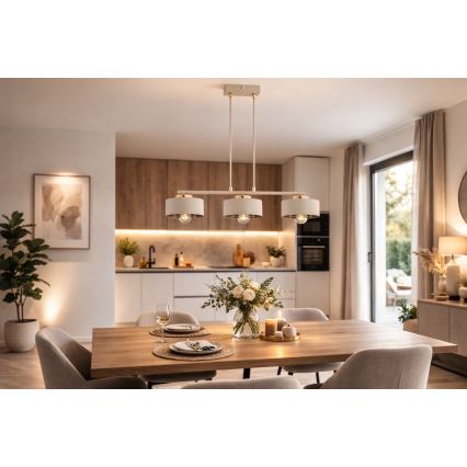 Brilagi - Luster na lanku SPRING 3xE27/60W/230V béžová/zlatá