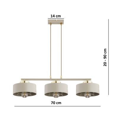 Brilagi - Luster na lanku SPRING 3xE27/60W/230V béžová/zlatá