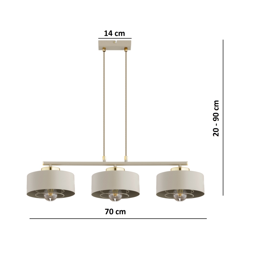 Brilagi - Luster na lanku SPRING 3xE27/60W/230V béžová/zlatá