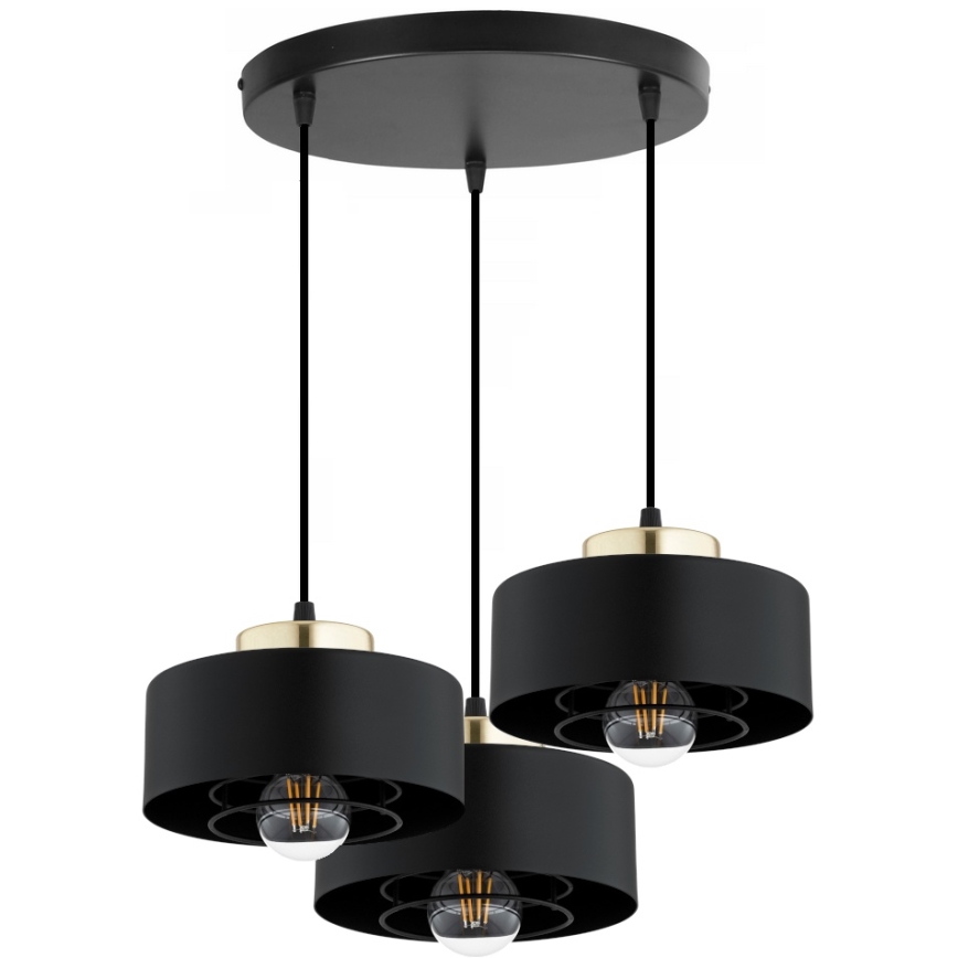Brilagi - Luster na lanku SPRING 3xE27/60W/230V čierna/zlatá
