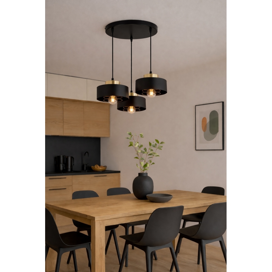 Brilagi - Luster na lanku SPRING 3xE27/60W/230V čierna/zlatá