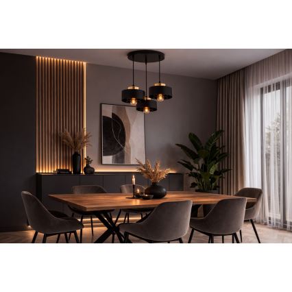 Brilagi - Luster na lanku SPRING 3xE27/60W/230V čierna/zlatá