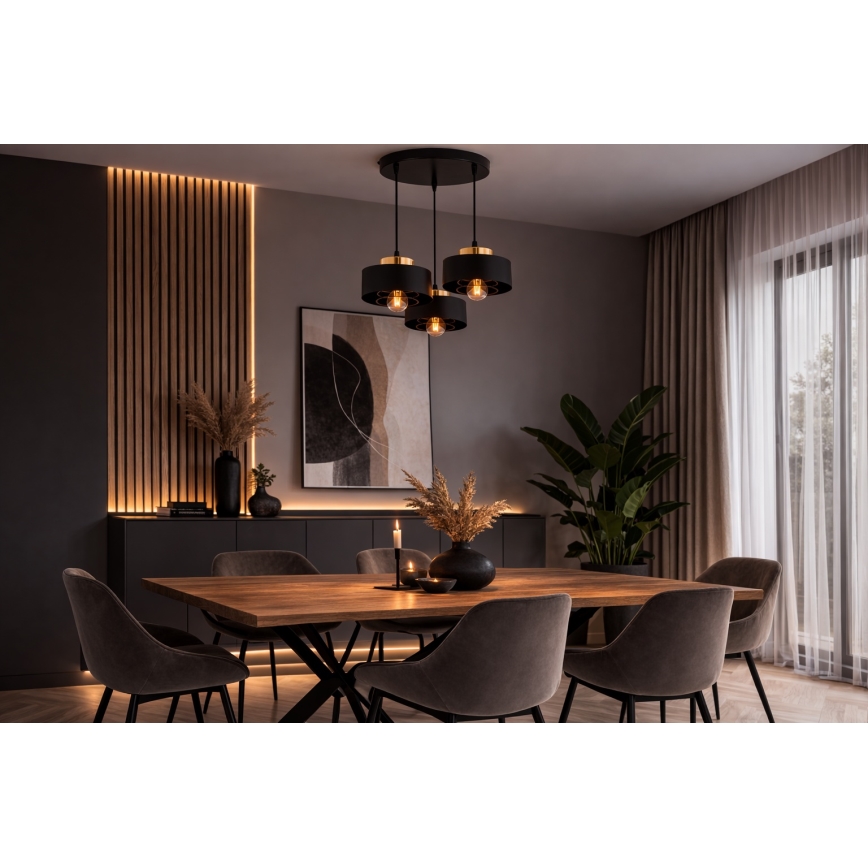 Brilagi - Luster na lanku SPRING 3xE27/60W/230V čierna/zlatá