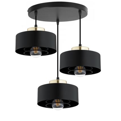 Brilagi - Luster na lanku SPRING 3xE27/60W/230V čierna/zlatá