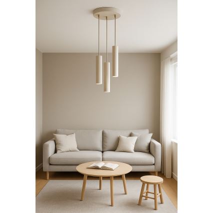 Brilagi - Luster na lanku TUBE 3xGU10/15W/230V béžová/zlatá