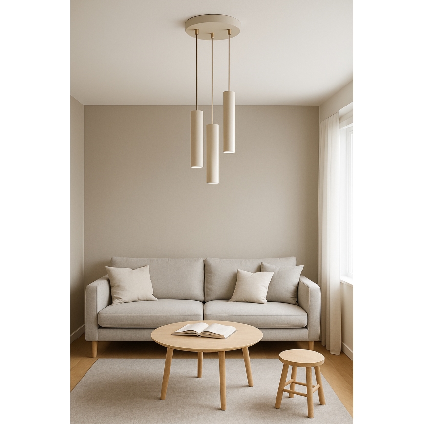 Brilagi - Luster na lanku TUBE 3xGU10/15W/230V béžová/zlatá