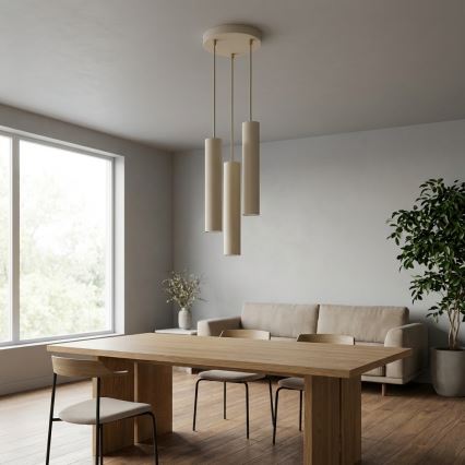 Brilagi - Luster na lanku TUBE 3xGU10/15W/230V béžová/zlatá