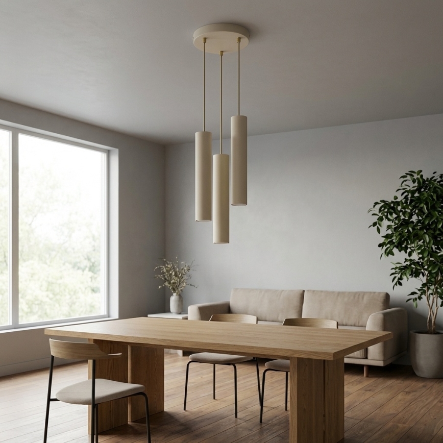 Brilagi - Luster na lanku TUBE 3xGU10/15W/230V béžová/zlatá