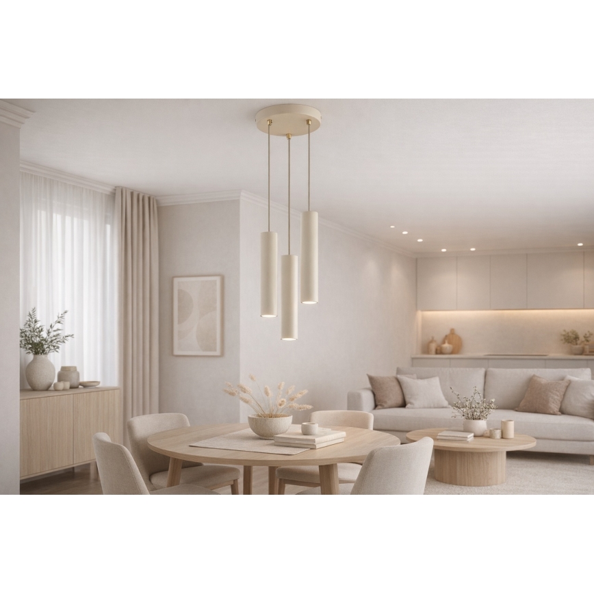 Brilagi - Luster na lanku TUBE 3xGU10/15W/230V béžová/zlatá