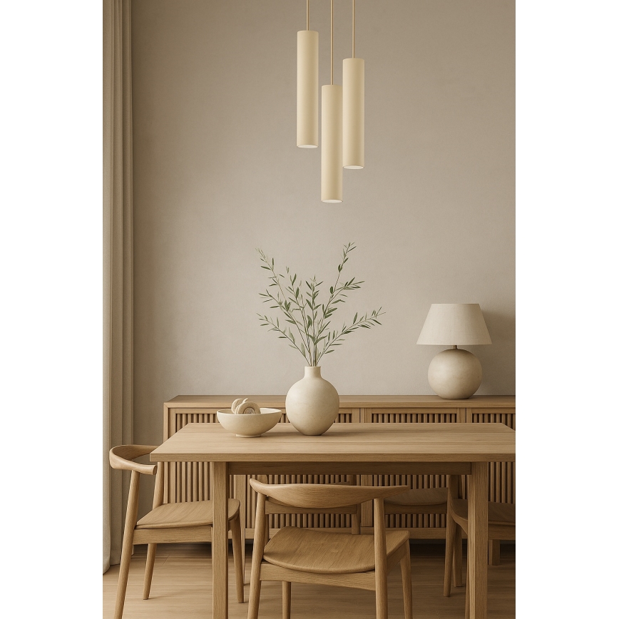 Brilagi - Luster na lanku TUBE 3xGU10/15W/230V béžová/zlatá