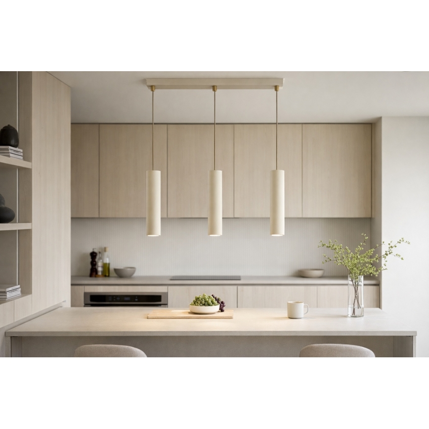 Brilagi - Luster na lanku TUBE 3xGU10/15W/230V béžová/zlatá