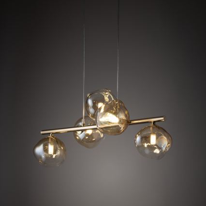 Brilagi - Luster na lanku VULCANO 5xG9/8W/230V zlatá/dymová béžová