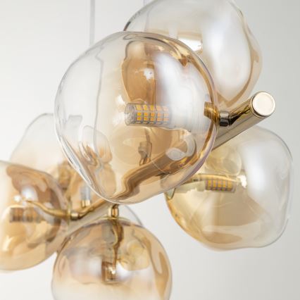 Brilagi - Luster na lanku VULCANO 7xG9/8W/230V zlatá/dymová béžová