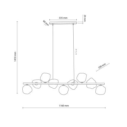 Brilagi - Luster na lanku VULCANO 9xG9/8W/230V béžová/dymová béžová