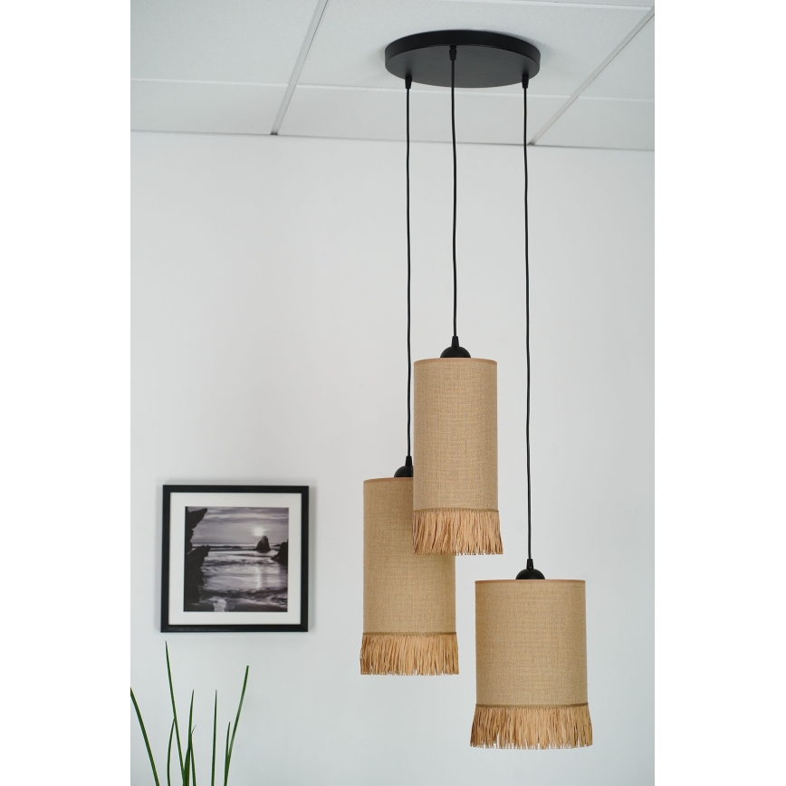 Brilagi - Luster na lanku WINNETOU TUBES 3xE27/15W/230V hnedá/čierna