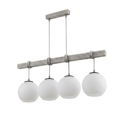 Brilagi - Luster na lanku WOOD GLASS 4xE27/60W/230V borovica/šedá/biela