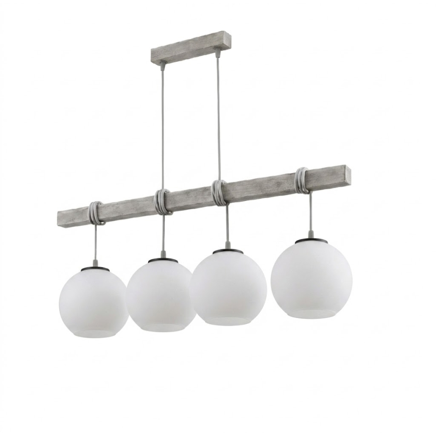 Brilagi - Luster na lanku WOOD GLASS 4xE27/60W/230V borovica/šedá/biela