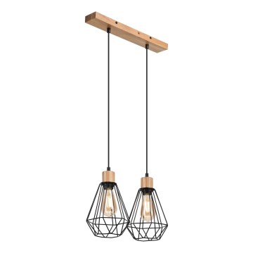 Brilagi - Luster na lanku WOODY BASKET 2xE27/60W/230V dub