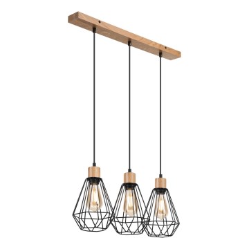 Brilagi - Luster na lanku WOODY BASKET 3xE27/60W/230V dub