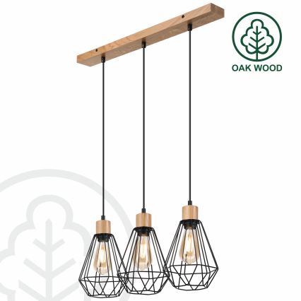 Brilagi - Luster na lanku WOODY BASKET 3xE27/60W/230V dub