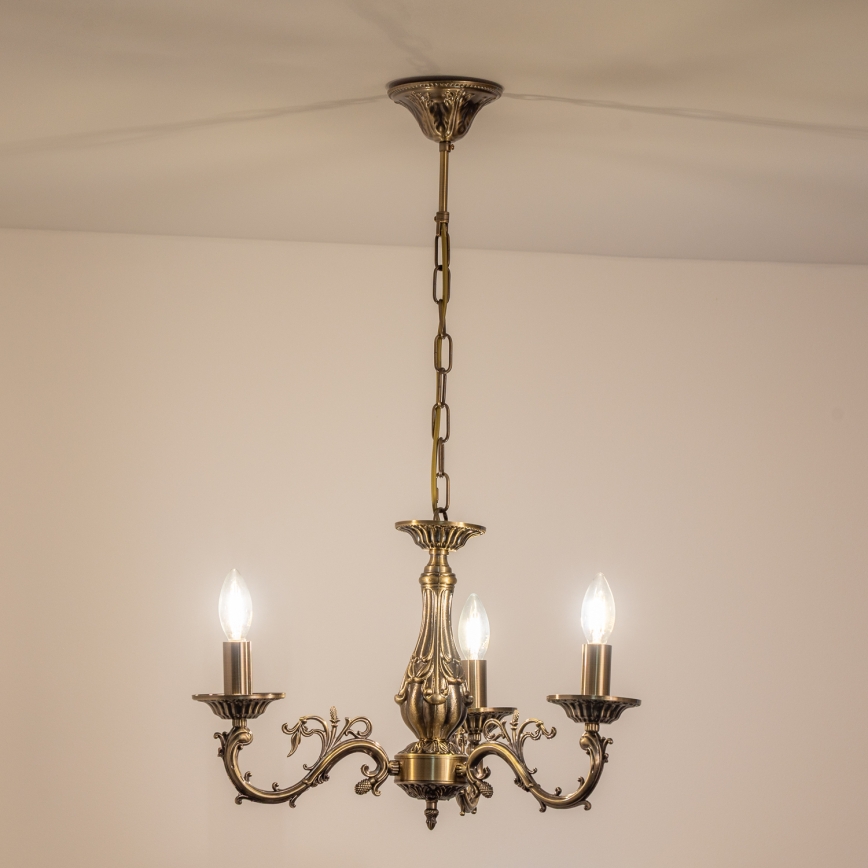 BRILAGI - Luster na reťazi CLASSIC 3xE14/10W/230V mosadz