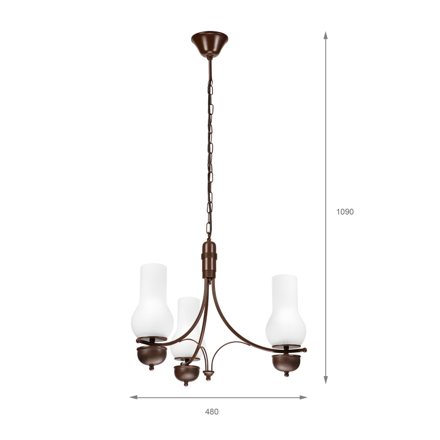 Brilagi - Luster na reťazi COTTAGE 3xE14/40W/230V dub/biela