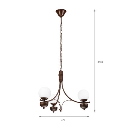 Brilagi - Luster na reťazi COTTAGE 3xG9/40W/230V dub/biela