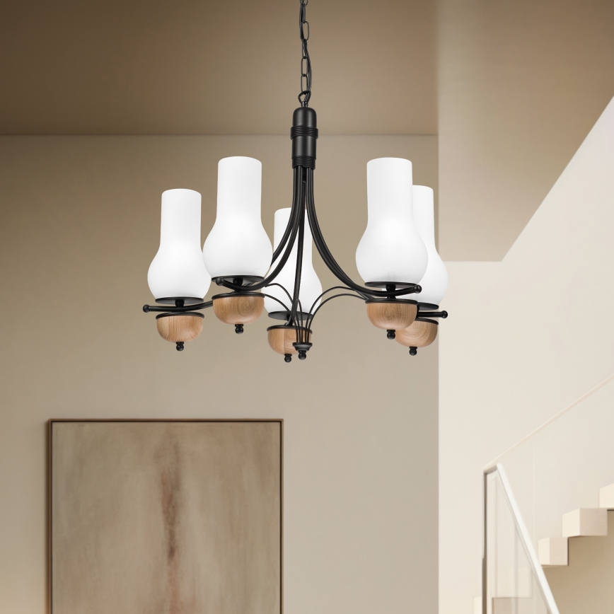 Brilagi - Luster na reťazi COTTAGE 5xE14/40W/230V buk/biela
