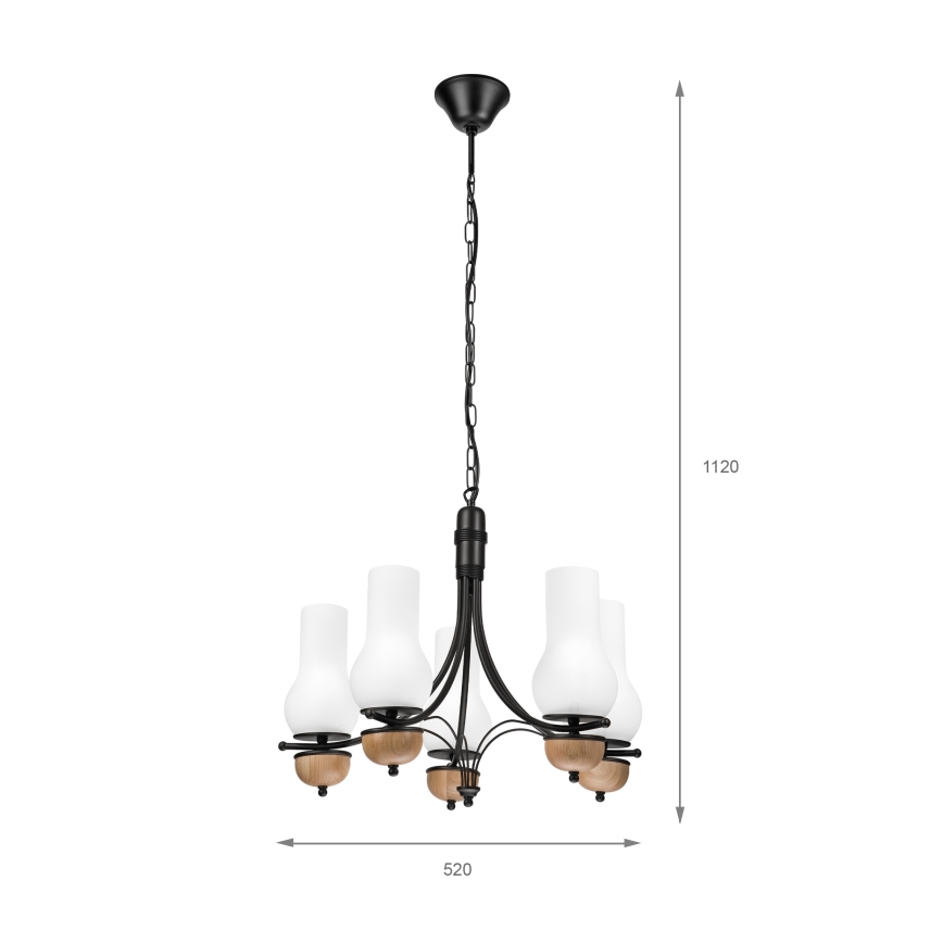 Brilagi - Luster na reťazi COTTAGE 5xE14/40W/230V buk/biela