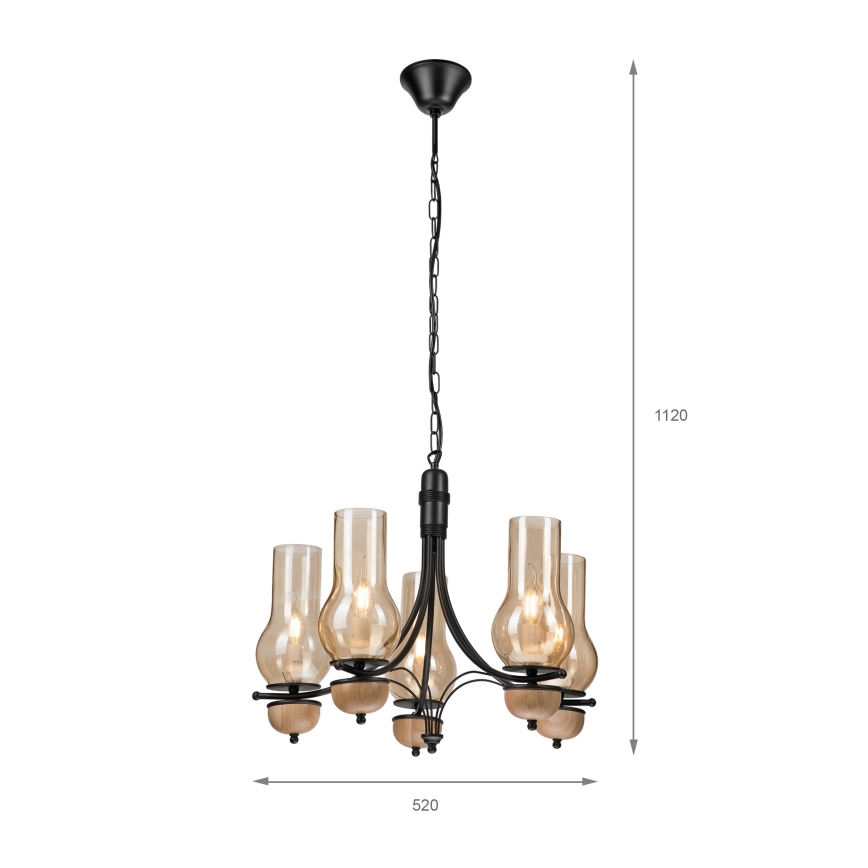 Brilagi - Luster na reťazi COTTAGE 5xE14/40W/230V buk/hnedá
