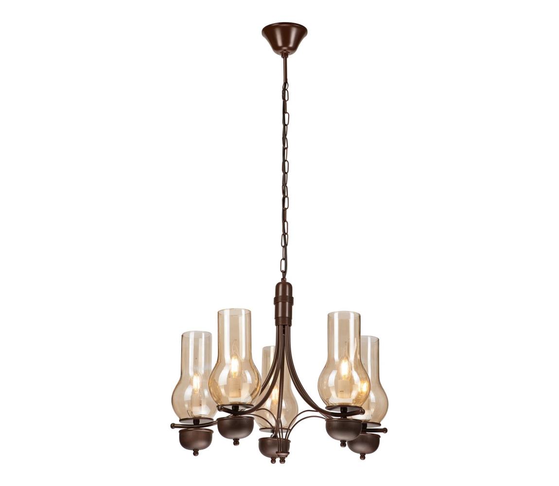 Brilagi Brilagi - Luster na reťazi COTTAGE 5xE14/40W/230V dub/hnedá