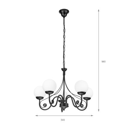 Brilagi - Luster na reťazi COTTAGE 5xG9/40W/230V čierna/biela