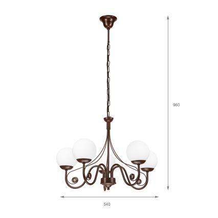 Brilagi - Luster na reťazi COTTAGE 5xG9/40W/230V hnedá/biela