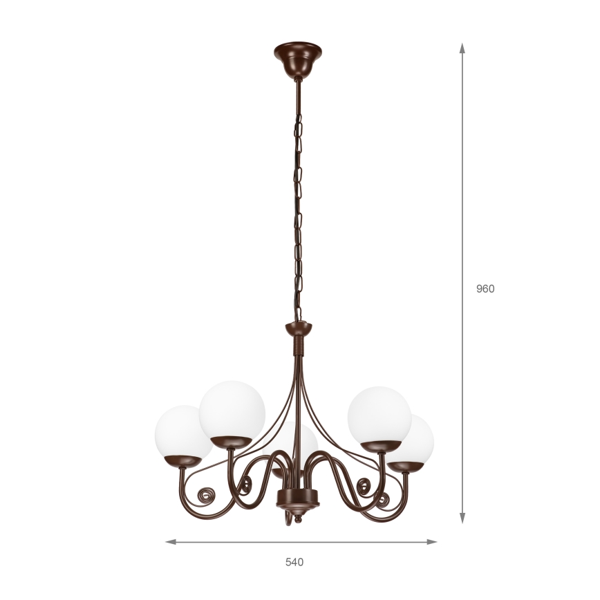 Brilagi - Luster na reťazi COTTAGE 5xG9/40W/230V hnedá/biela
