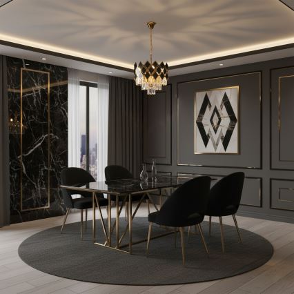 Brilagi - Luster na reťazi CRISTAL 5xE14/40W/230V pr. 38 cm zlatá/čierna