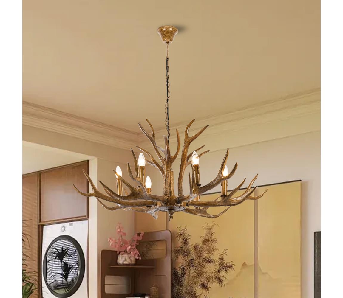 Brilagi - Luster na reťazi DEER 6xE14/10W/230V priemer 102 cm parožie BRI432