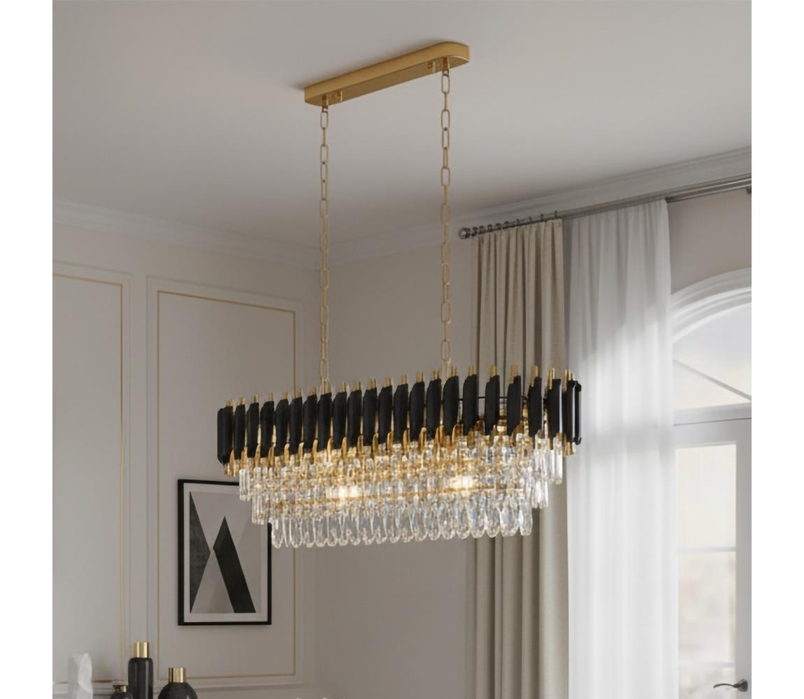 Brilagi - Luster na reťazi ECLIPSE 10xE14/10W/230V 78x28 cm čierna/zlatá BG72446