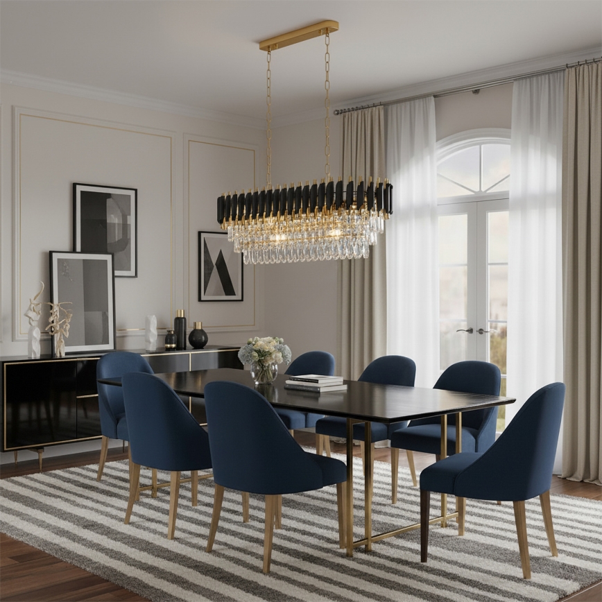 Brilagi - Luster na reťazi ECLIPSE 10xE14/10W/230V 78x28 cm čierna/zlatá