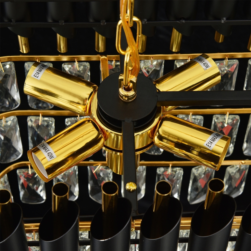 Brilagi - Luster na reťazi ECLIPSE 10xE14/10W/230V 78x28 cm čierna/zlatá