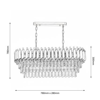 Brilagi - Luster na reťazi ECLIPSE 10xE14/10W/230V 78x28 cm čierna/zlatá