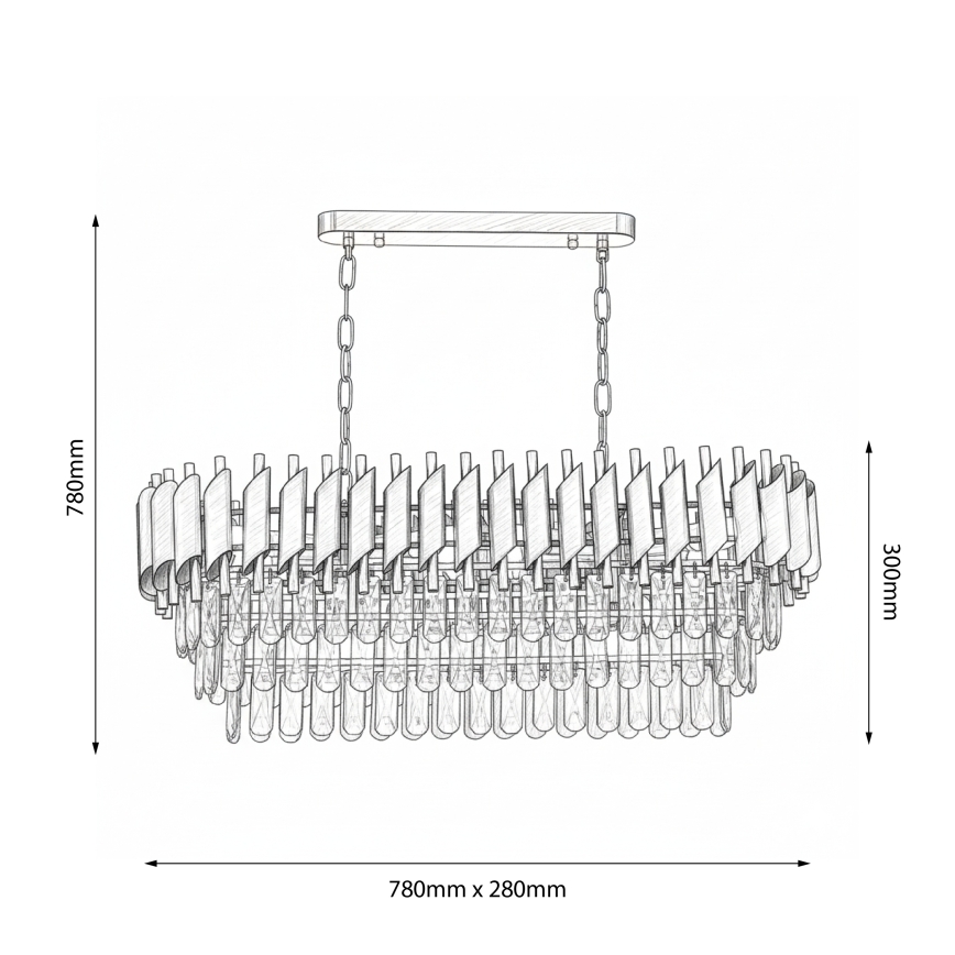 Brilagi - Luster na reťazi ECLIPSE 10xE14/10W/230V 78x28 cm čierna/zlatá