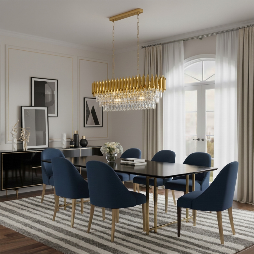 Brilagi - Luster na reťazi ECLIPSE 10xE14/10W/230V 78x28 cm zlatý