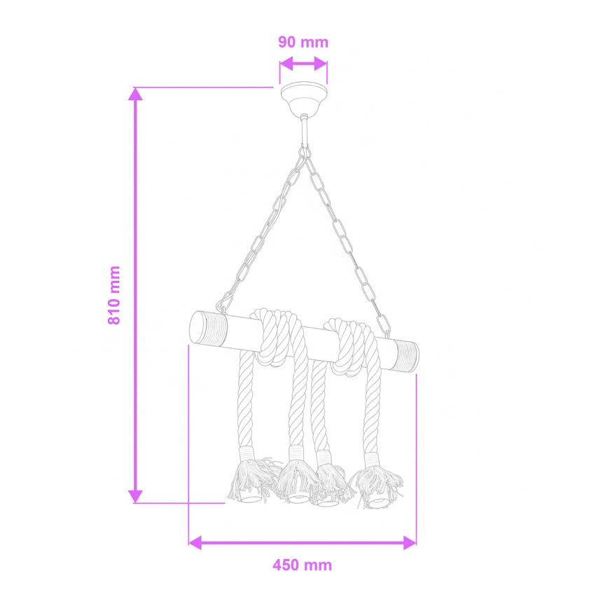 Brilagi - Luster na reťazi KOS 4xE27/60W/230V buk