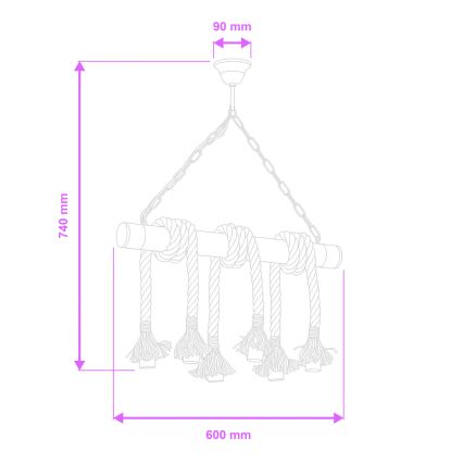 Brilagi - Luster na reťazi KOS 6xE27/60W/230V buk