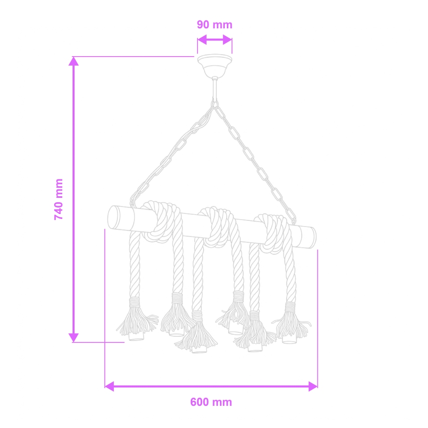 Brilagi - Luster na reťazi KOS 6xE27/60W/230V buk